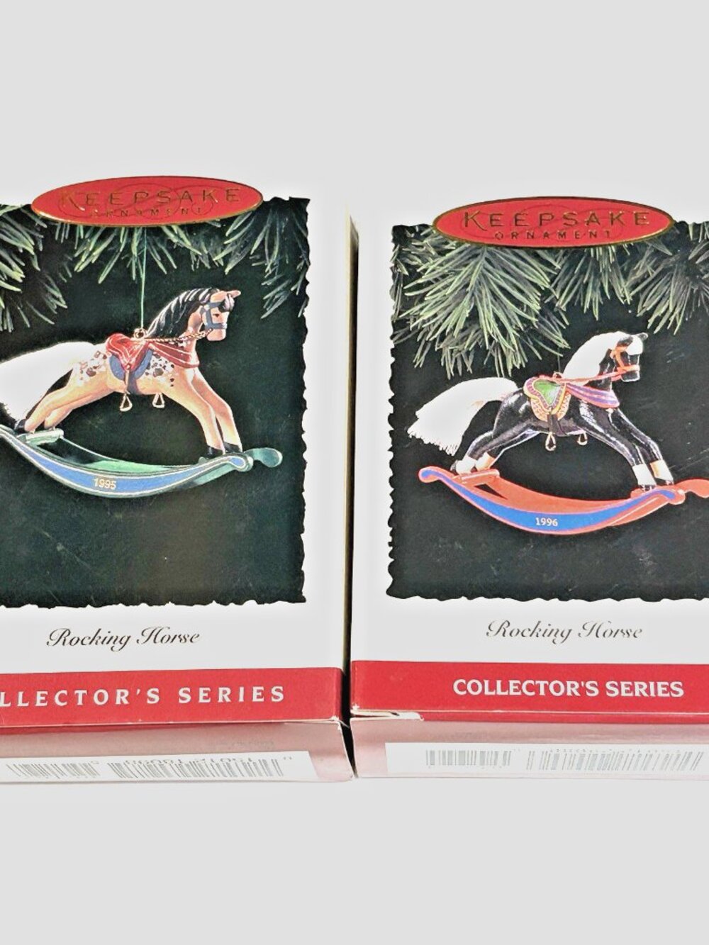 1995 & 1996 Hallmark Keepsake miniature ornament rocking horses #15 & 16 in Seri